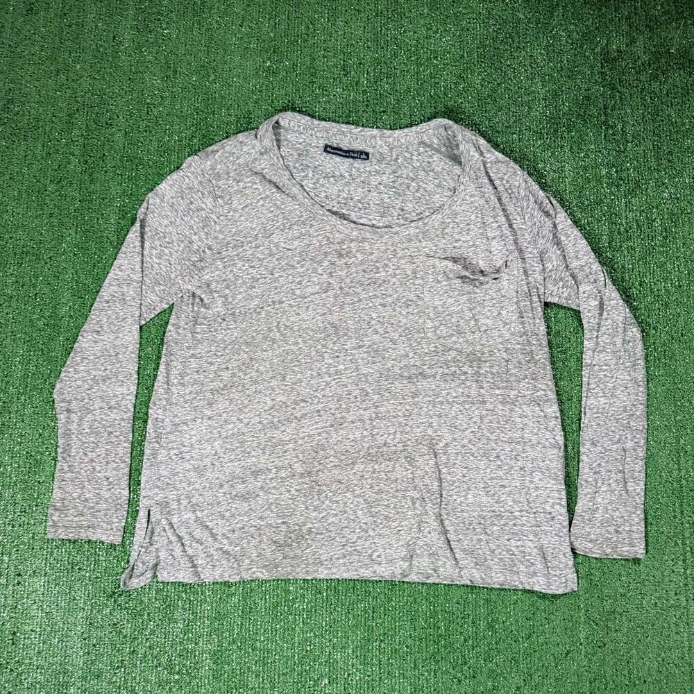 Y2K Womens Abercrombie & Fitch Long Sleeve Top Size Large Pocket Crew Neck
